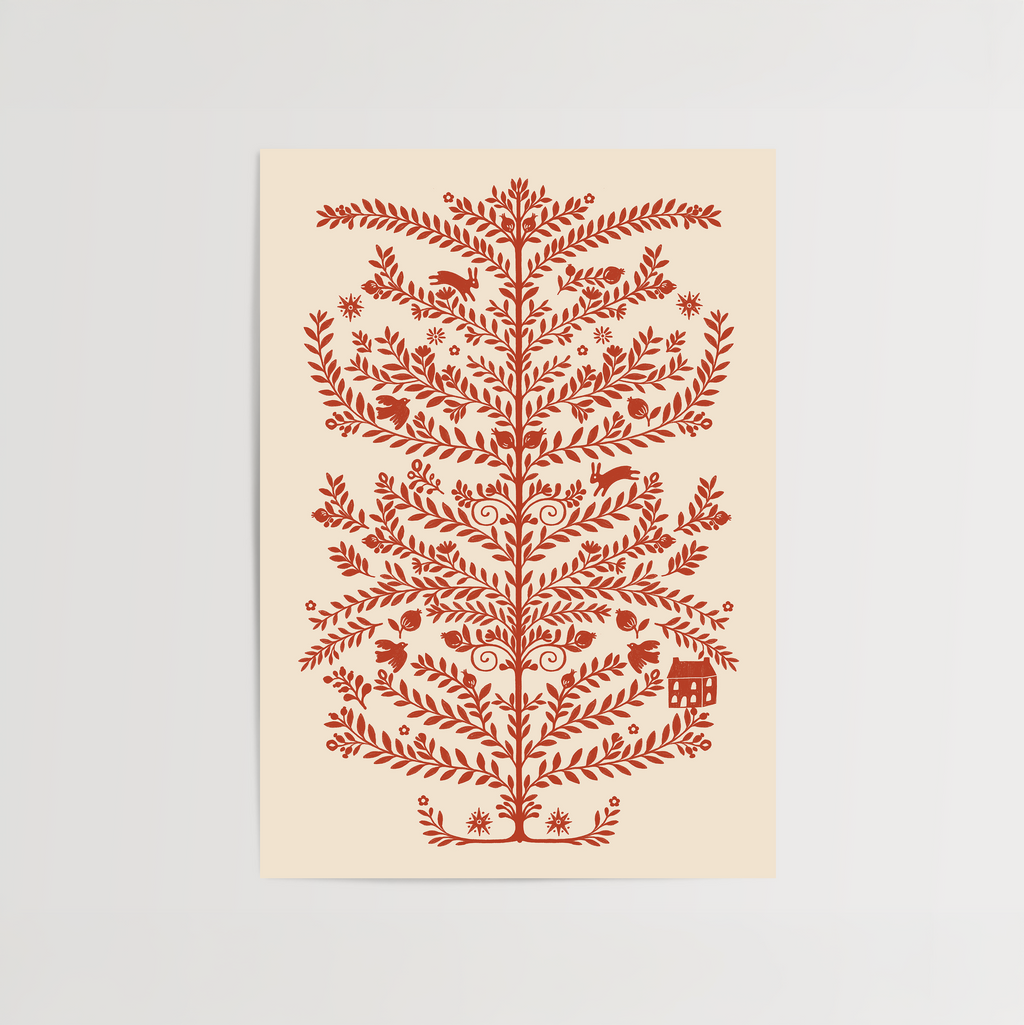 Scandinavian Folk Tree Print de Artă