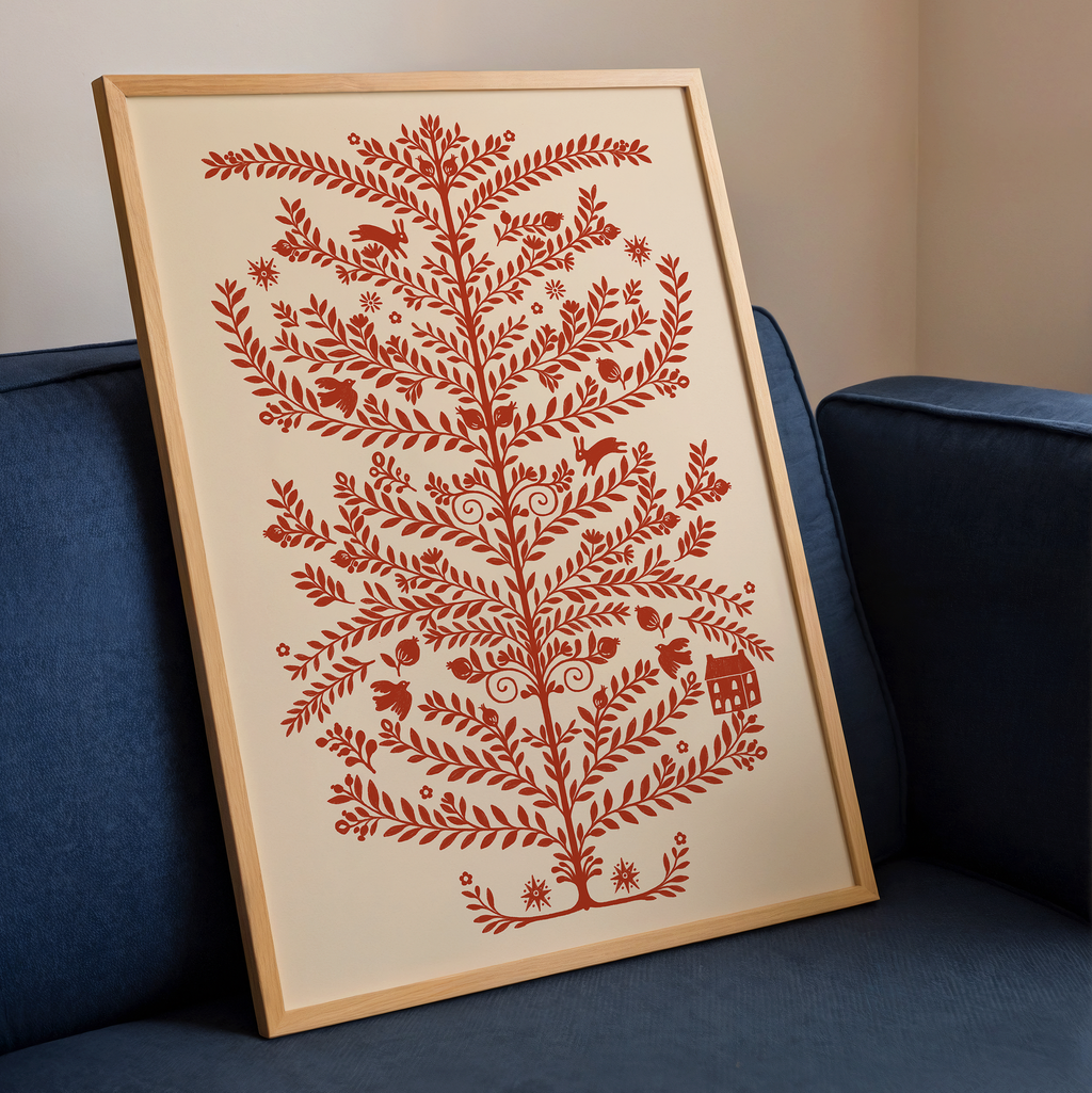 Scandinavian Folk Tree Print de Artă