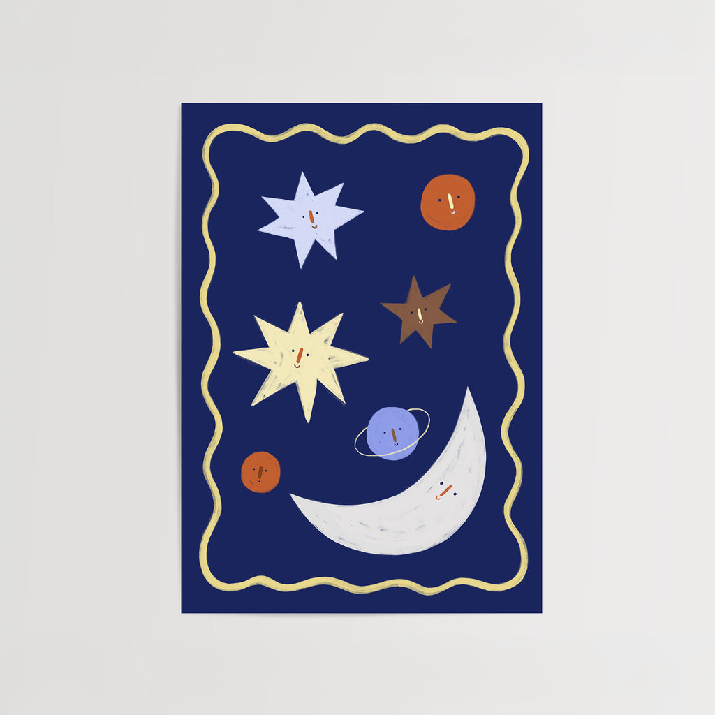 Moon and Stars - Nursery Space Print de Artă