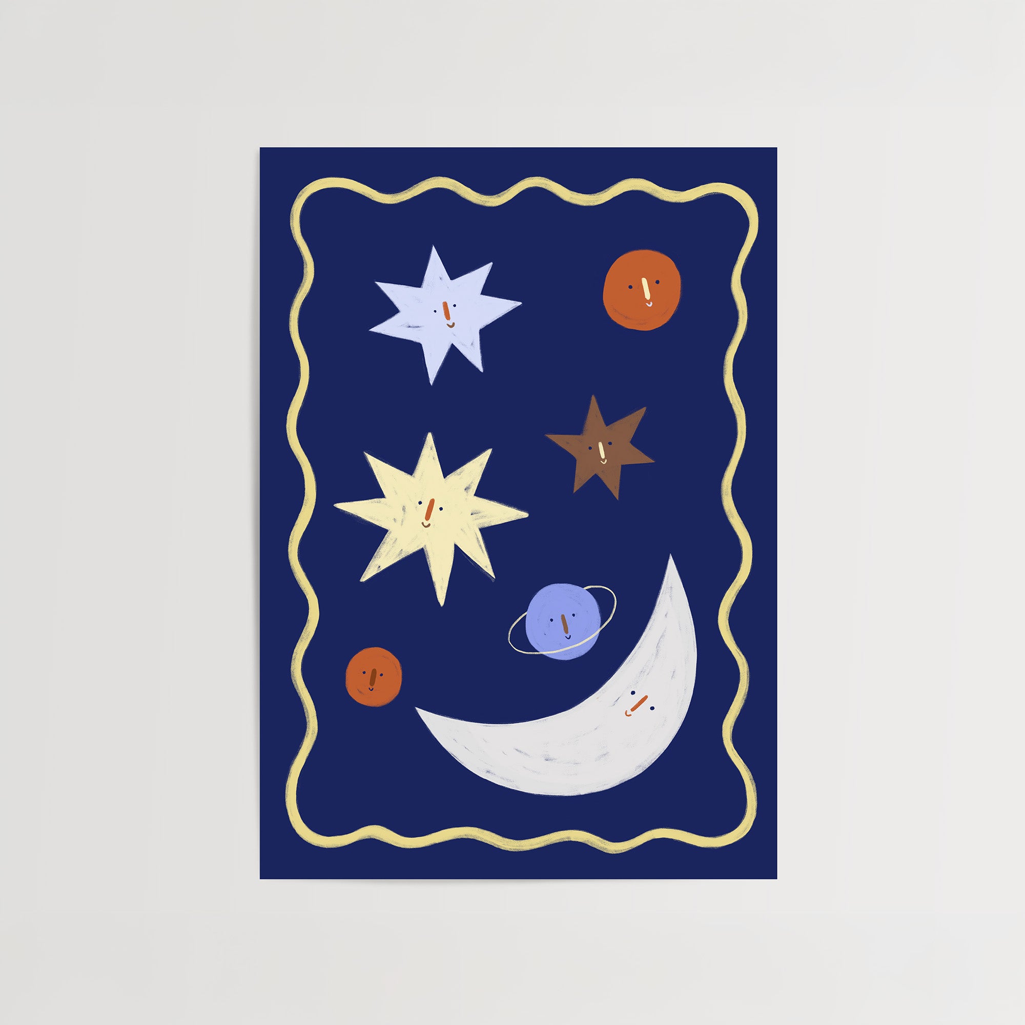 Moon and Stars - Nursery Space Print de Artă