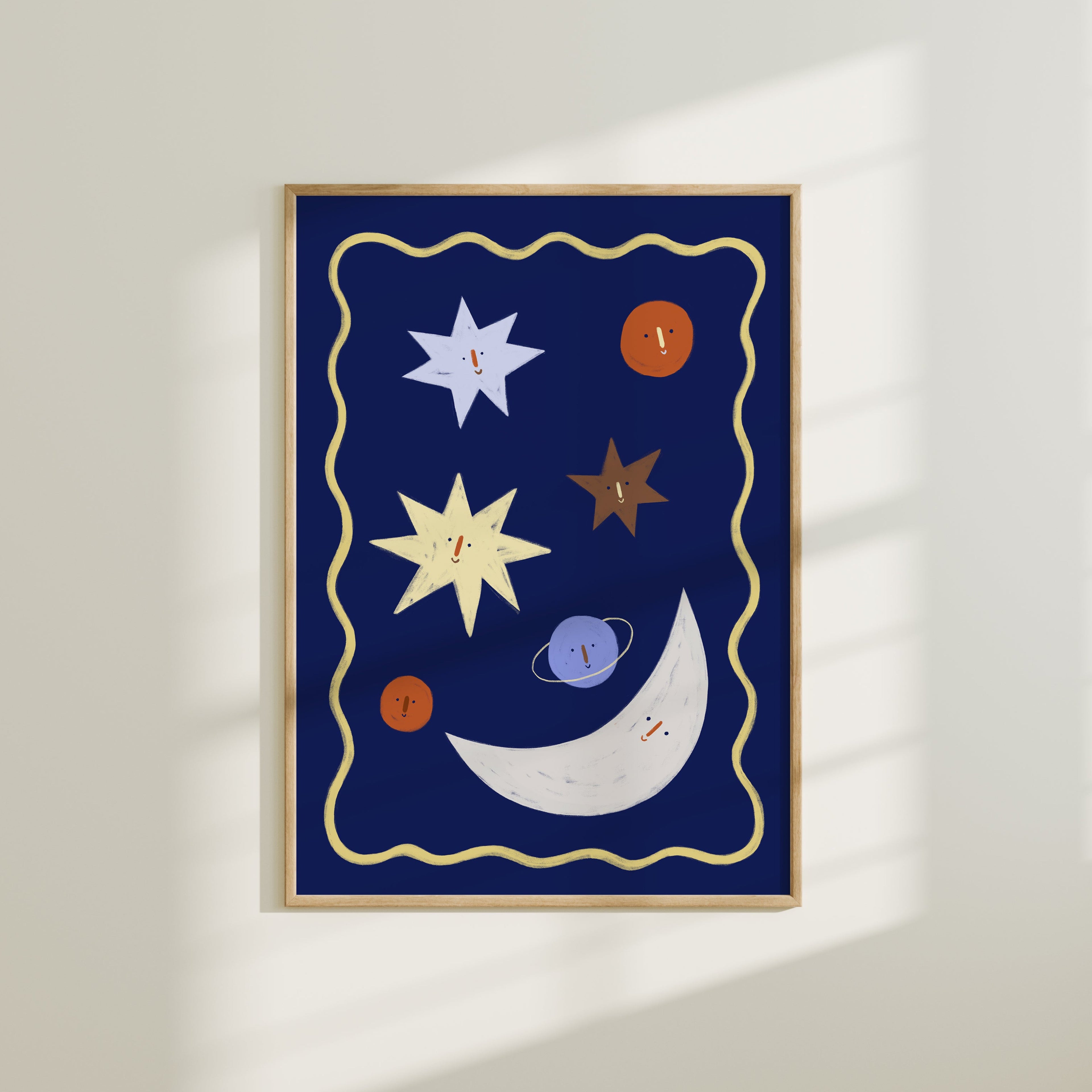 Moon and Stars - Nursery Space Print de Artă