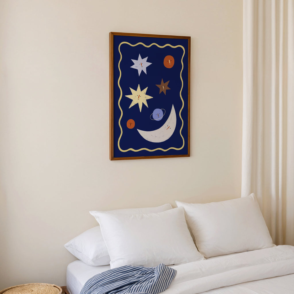 Moon and Stars - Nursery Space Print de Artă