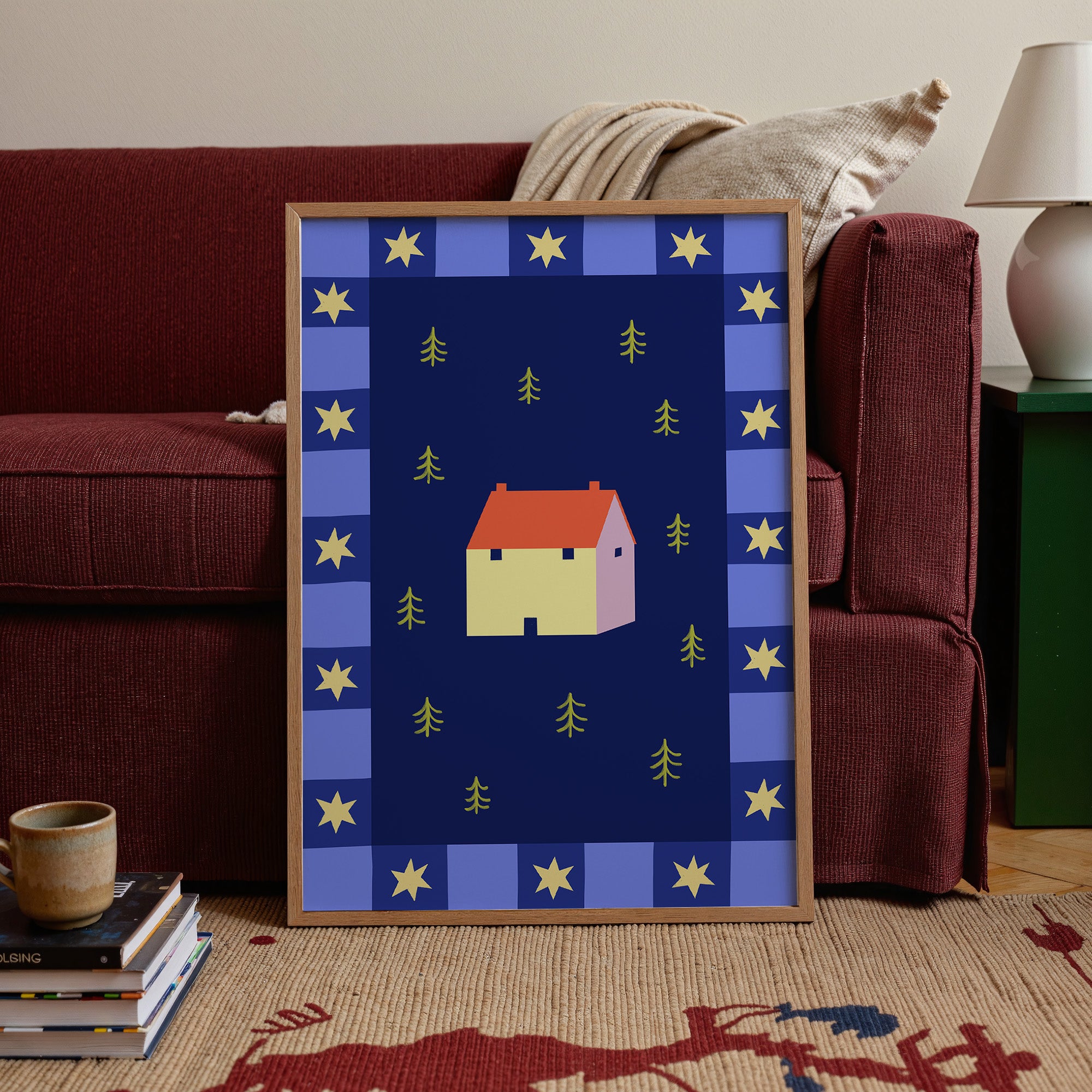 Whimsical House by Night Print de Artă