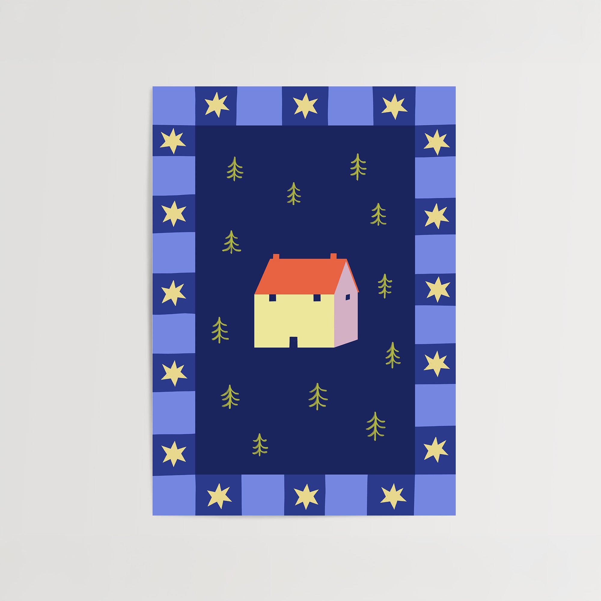 Whimsical House by Night Print de Artă