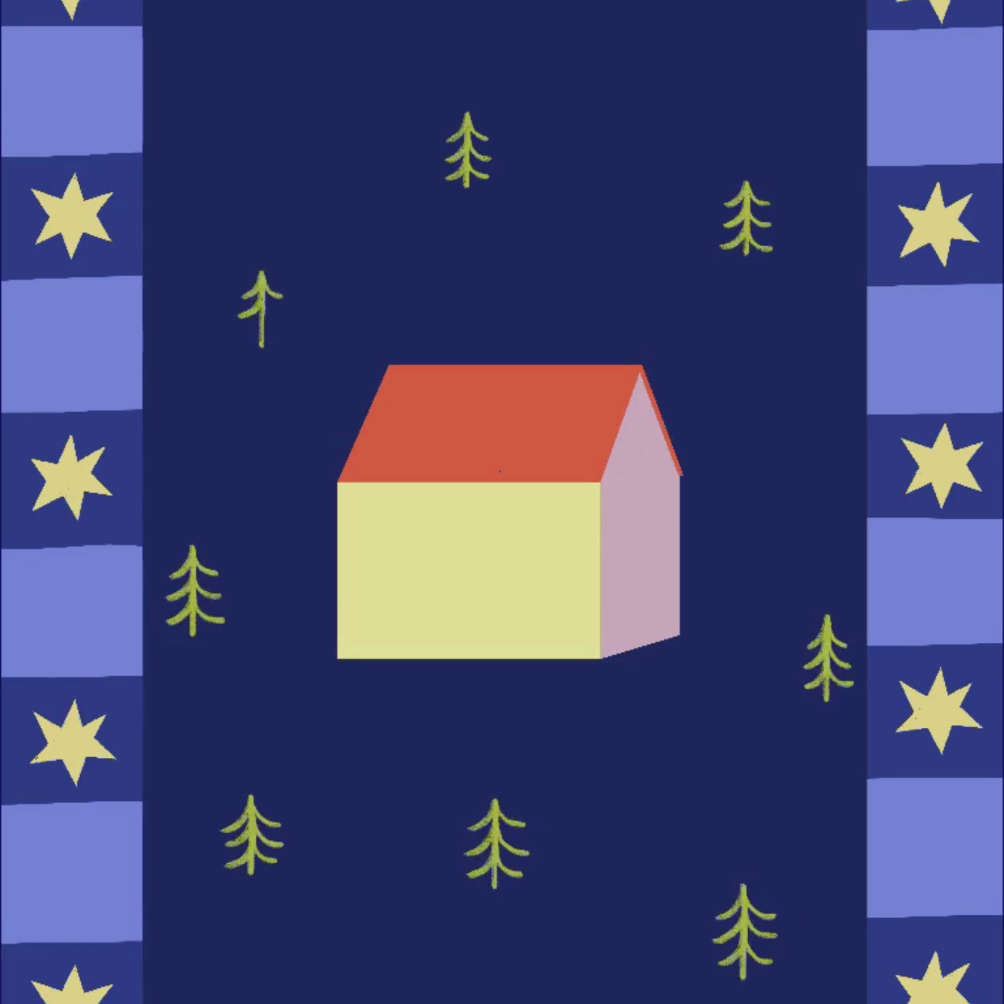 Whimsical House by Night Print de Artă